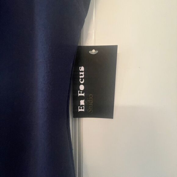 NWT Enfocus Studio Sleeveless Navy Blue Midi Sheath Dress Ruffle Hem Size S/6 - Picture 6 of 9